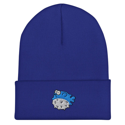 Pufferfish Beanie, Handmade Cuffed Knit Unisex Slouchy Adult Winter Hat Cap Gift, Kawaii