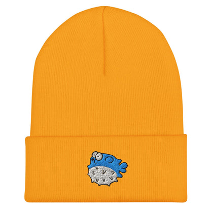 Pufferfish Beanie, Handmade Cuffed Knit Unisex Slouchy Adult Winter Hat Cap Gift, Kawaii