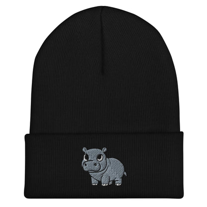 Pygmy Hippo Beanie, Handmade Cuffed Knit Unisex Slouchy Adult Winter Hat Cap Gift, Kawaii