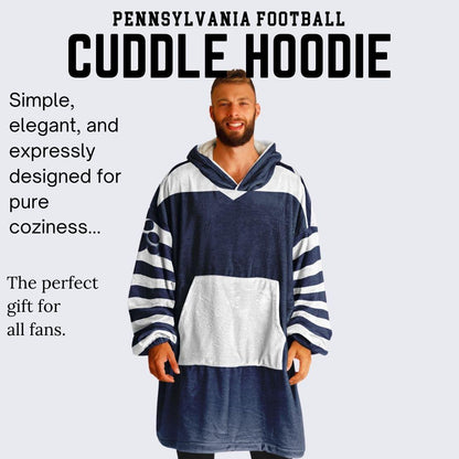 Pennsylvania Football Oversized Hooded Blanket: Blue & White Game Day Cuddle Hoodie