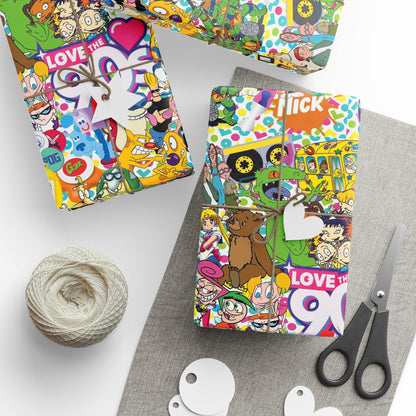 90's Wrapping Papers, Nostalgic Custom Gift Wrap, High-Quality Fine Art Paper, Matte or Glossy Finish, 3 Sizes Available
