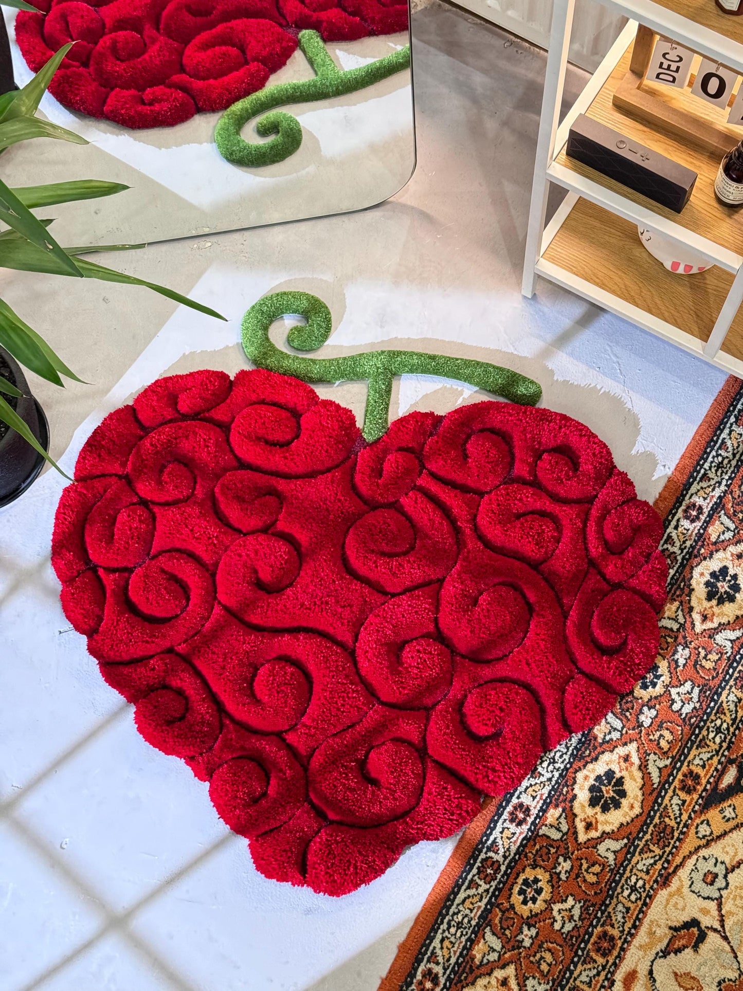 Anime themed 3D Tufted Rug, Handmade Fluffy Rug, Anime Rug, Anime Fan Gift, Plush Rug, Heart Shape Rug