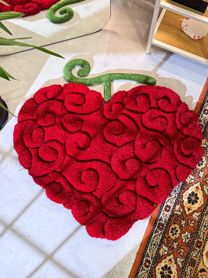 Anime themed 3D Tufted Rug, Handmade Fluffy Rug, Anime Rug, Anime Fan Gift, Plush Rug, Heart Shape Rug