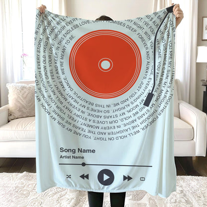 Personalized Music Lyrics Blanket, Custom Song Vinyl Lyrics Blanket, Mother's Day Gift, Girlfriend Gift, Anniversary Gift, Wedding Gift