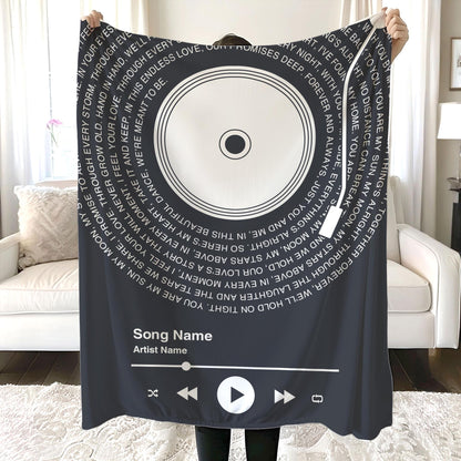 Personalized Music Lyrics Blanket, Custom Song Vinyl Lyrics Blanket, Mother's Day Gift, Girlfriend Gift, Anniversary Gift, Wedding Gift