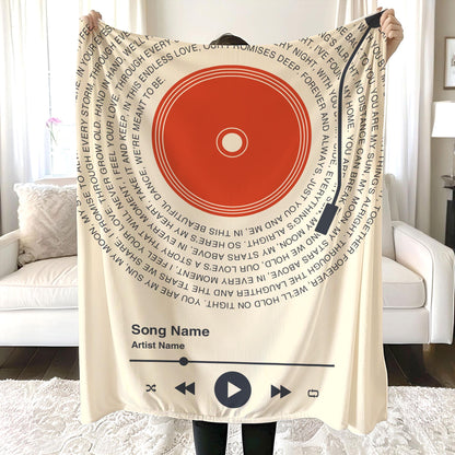 Personalized Music Lyrics Blanket, Custom Song Vinyl Lyrics Blanket, Mother's Day Gift, Girlfriend Gift, Anniversary Gift, Wedding Gift