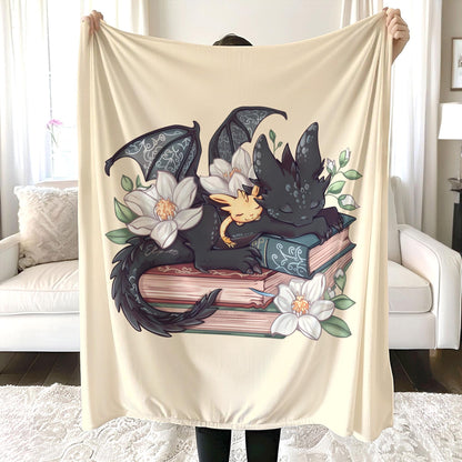Fantasy Book Dragon Blanket, Fantasy Dragon Book Lover Blanket, Wingspan Bookish Blanket, Booktok Merch, Book Gift, Bookworm Gift