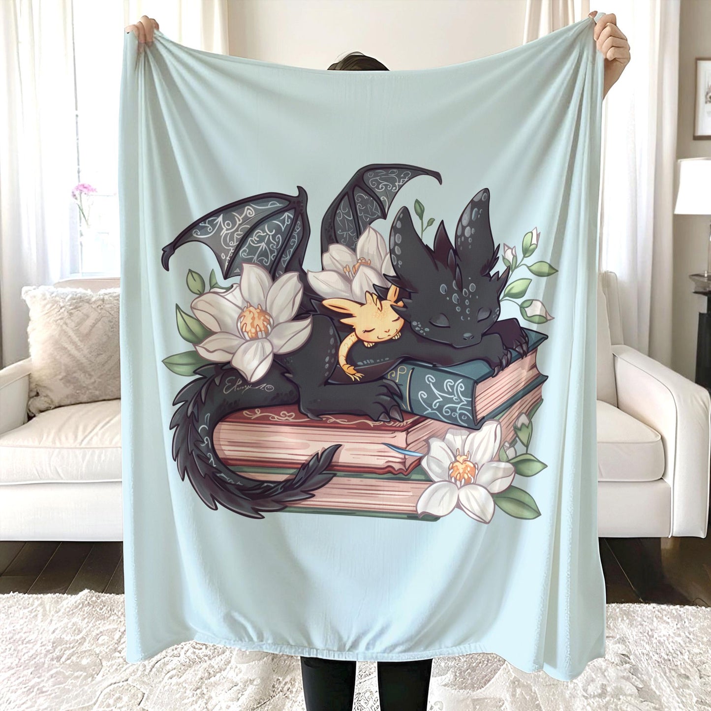 Fantasy Book Dragon Blanket, Fantasy Dragon Book Lover Blanket, Wingspan Bookish Blanket, Booktok Merch, Book Gift, Bookworm Gift