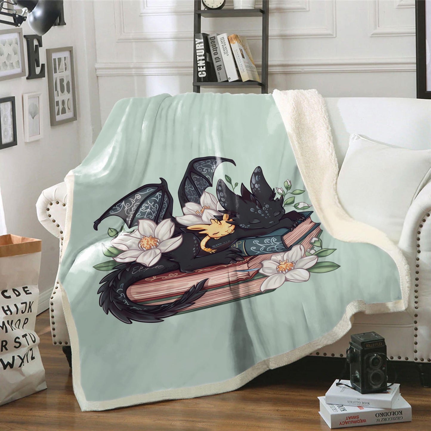 Fantasy Book Dragon Blanket, Fantasy Dragon Book Lover Blanket, Wingspan Bookish Blanket, Booktok Merch, Book Gift, Bookworm Gift