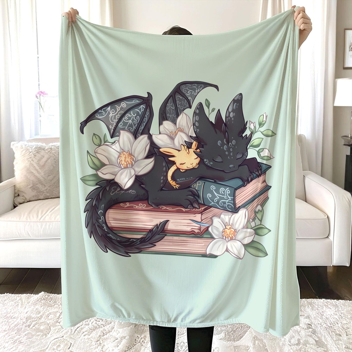 Fantasy Book Dragon Blanket, Fantasy Dragon Book Lover Blanket, Wingspan Bookish Blanket, Booktok Merch, Book Gift, Bookworm Gift