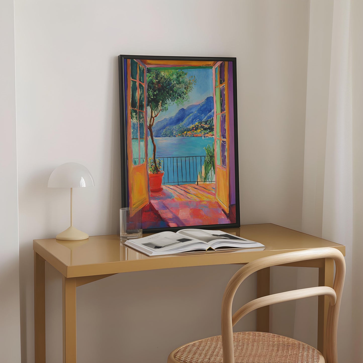 Open Window Henri Matisse Print, Henri Matisse Style Fauvism Painting, Modern Exhibition Print, Patio Doors Italy Mediterranean, Lake Como