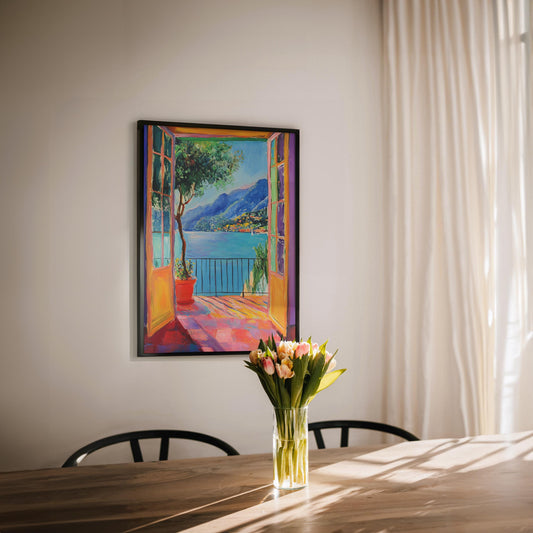 Open Window Henri Matisse Print, Henri Matisse Style Fauvism Painting, Modern Exhibition Print, Patio Doors Italy Mediterranean, Lake Como