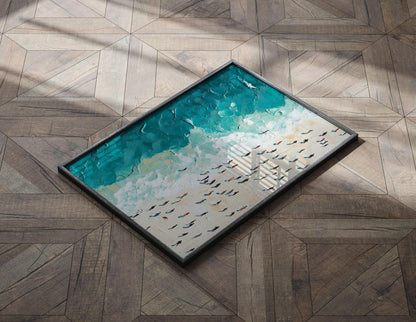 People Swimming in the Ocean Print, Summer wall decor Poster print, Beach House Home Decor, Modern  Wall Art Decor, Gift Idea