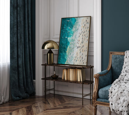 People Swimming in the Ocean Print, Summer wall decor Poster print, Beach House Home Decor, Modern  Wall Art Decor, Gift Idea