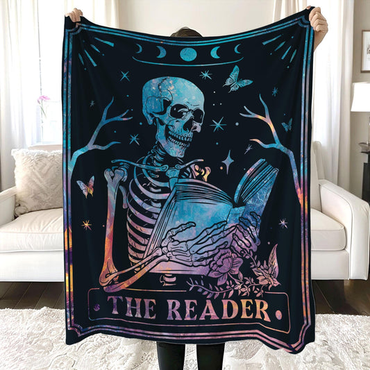 The Reader Tarot Blanket, Vintage Tarot Reader Blanket, Retro Book Lover Gift For Reader, Librarian Gift, Bookish Blanket for Book Club