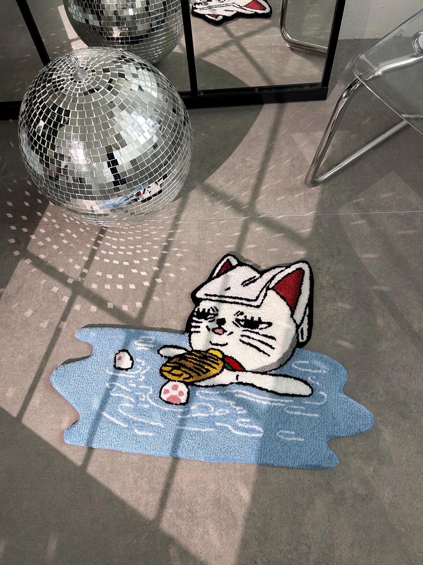 Handmade Anime Cat Rug,  Custom carpet, Cozy Home Decor