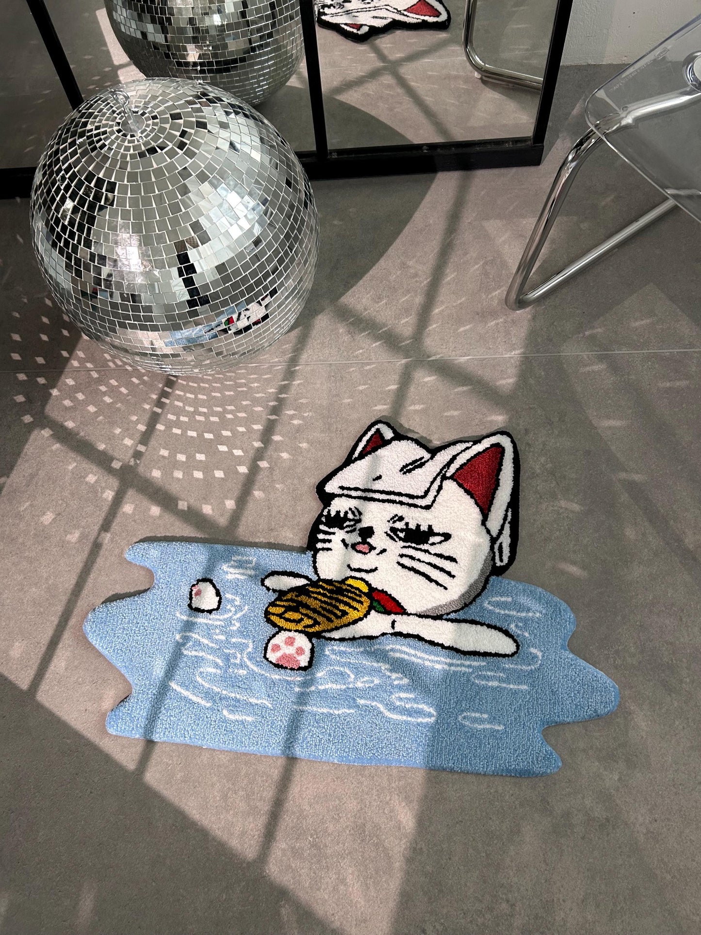 Handmade Anime Cat Rug,  Custom carpet, Cozy Home Decor