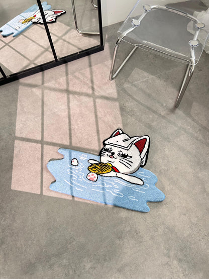 Handmade Anime Cat Rug,  Custom carpet, Cozy Home Decor
