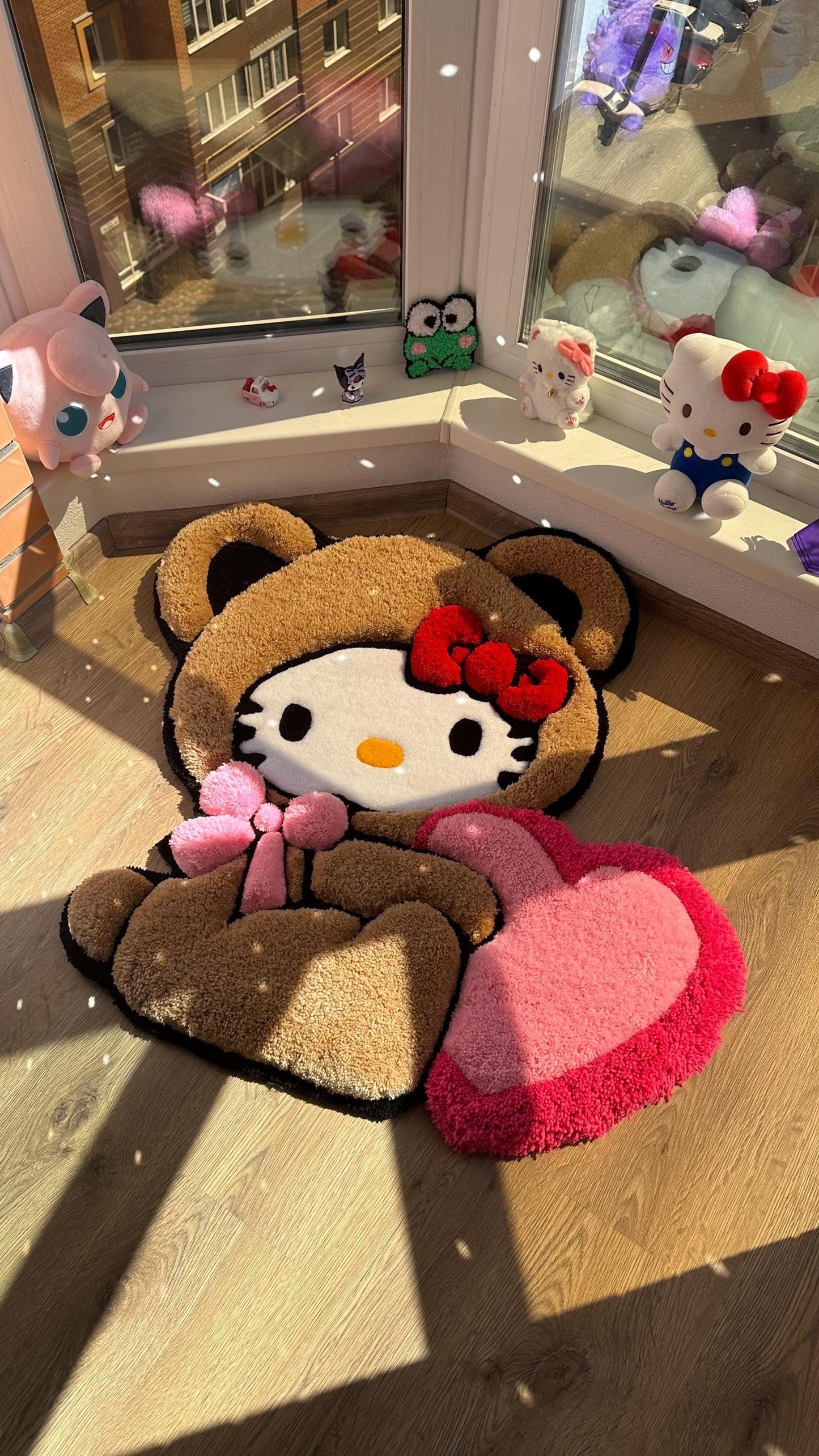 Puffy Kitty Bear Rug – Custom 3D Puffy Tufted Carpet, Fluffy Handmade Cute Gift, Kawaii Decor for Girls Room or Aesthetic Bedroom