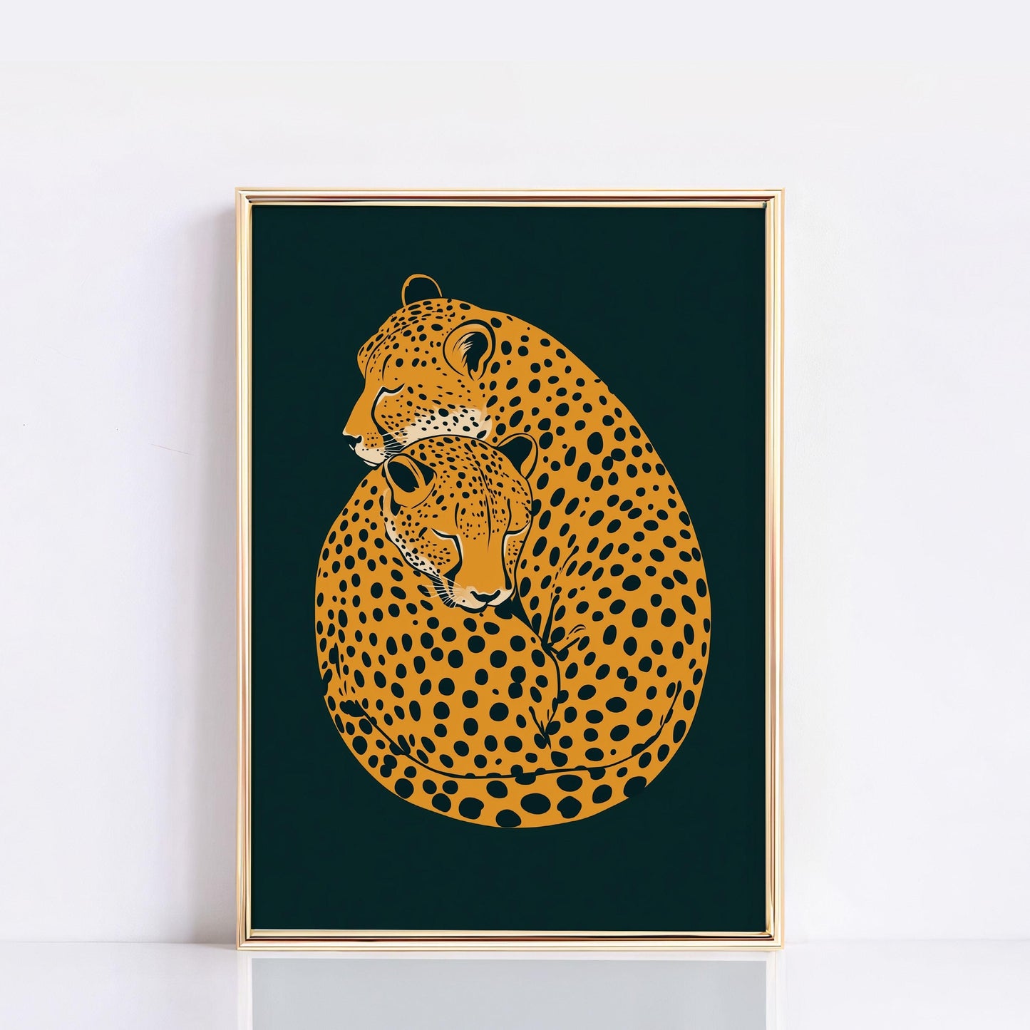 Cheetah Print, Emerald Green Leopard Print, Dopamine Decor, Retro Poster, Green Leopard Print, Jungle Poster, Funky Wall Art, Apartment Art