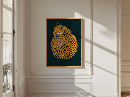 Cheetah Print, Emerald Green Leopard Print, Dopamine Decor, Retro Poster, Green Leopard Print, Jungle Poster, Funky Wall Art, Apartment Art