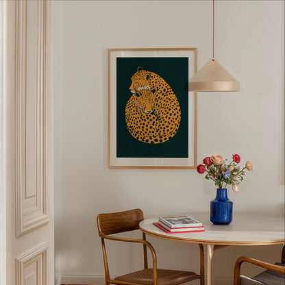 Cheetah Print, Emerald Green Leopard Print, Dopamine Decor, Retro Poster, Green Leopard Print, Jungle Poster, Funky Wall Art, Apartment Art