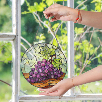 Stained Glass Grapes Sun Catcher Hanging Decor Perfect Gift for Wine Lovers