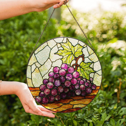 Stained Glass Grapes Sun Catcher Hanging Decor Perfect Gift for Wine Lovers