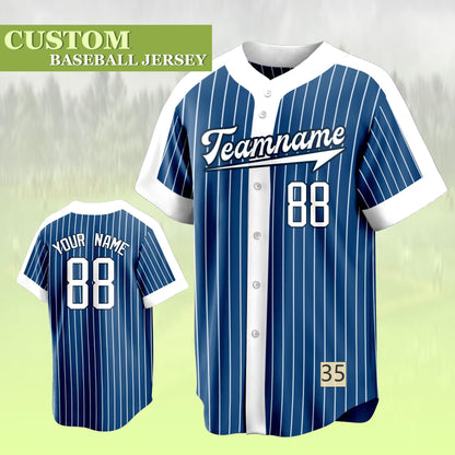 Custom Stripe Baseball Jersey  Personalized Team Name and Number  Stitched or Printed Custom Baseball Shirt for Men  Women  and Youth