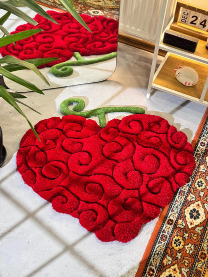 Anime themed 3D Tufted Rug, Handmade Fluffy Rug, Anime Rug, Anime Fan Gift, Plush Rug, Heart Shape Rug