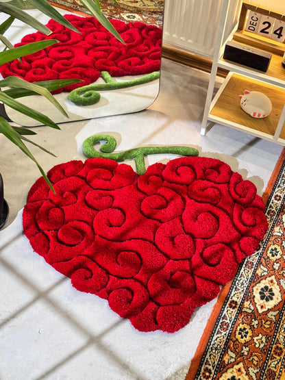 Anime themed 3D Tufted Rug, Handmade Fluffy Rug, Anime Rug, Anime Fan Gift, Plush Rug, Heart Shape Rug
