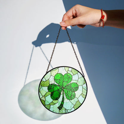 Shamrock Stained Glass Suncatcher Green Glass Window Decoration Gift for St. Patrick's Day