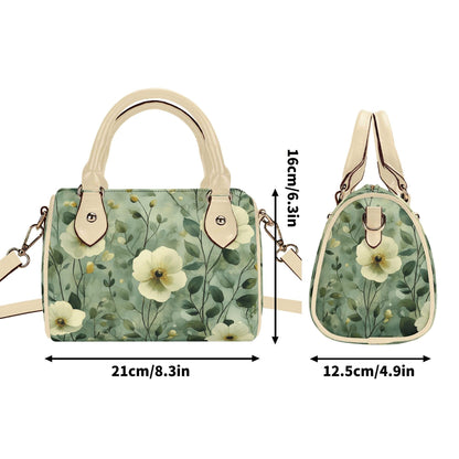 Sage Garden Grace Mini Handbag | Leather Boston Bag | Top Handle Shoulder Bag | Unique Gift | Mini Boston Bag