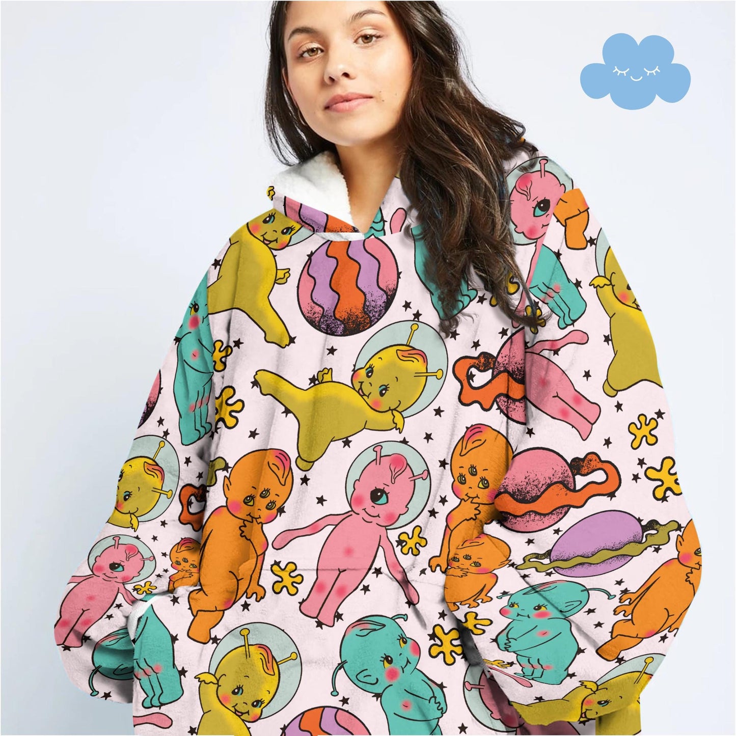 Alien Kewpie Hooded Blanket - Unisex Outer Space Hoodie