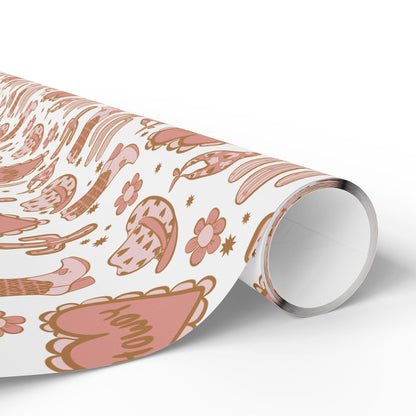 WESTERN Valentines Gift Wrapping Papers - Western Girls Gift Wrap - Pink Cowgirl Gift Wrap Idea