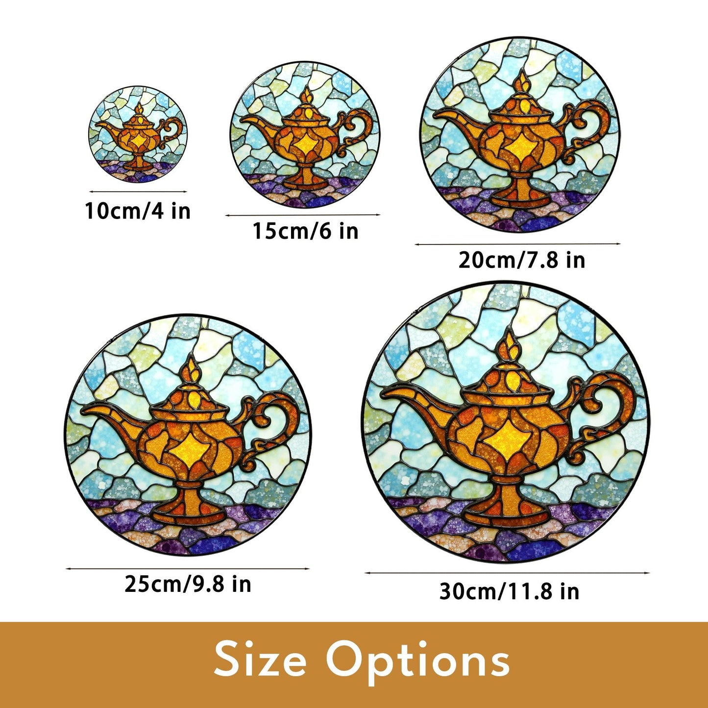 Stained Glass Genie Lamp Suncatcher Unique Handmade Window Decoration Gift for Home or Special Occasion