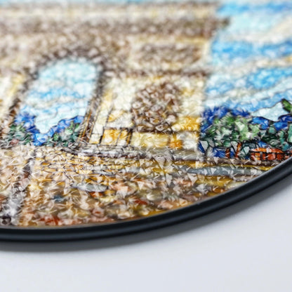 Stained Glass Arc de Triomphe Suncatcher with Vibrant Sky Art Handmade Gift for Architecture Lovers