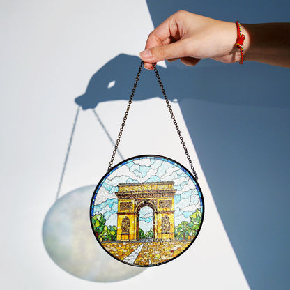 Stained Glass Arc de Triomphe Suncatcher Window Hanging Gift for Travelers