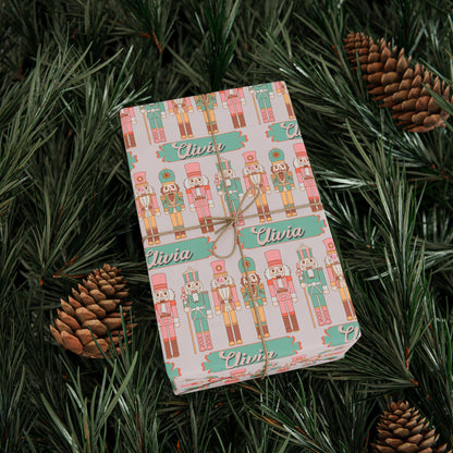 Personalized Children's Gift Wrap Papers - Kids Personalized Christmas Wrapping Paper - Vintage Toy Soldier Design