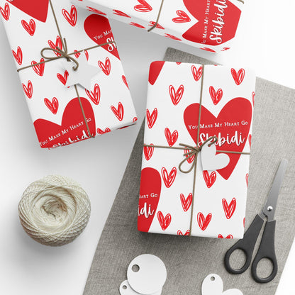 Skibidi Valentine Wrapping Paper: Funny Tween Gift Wrap