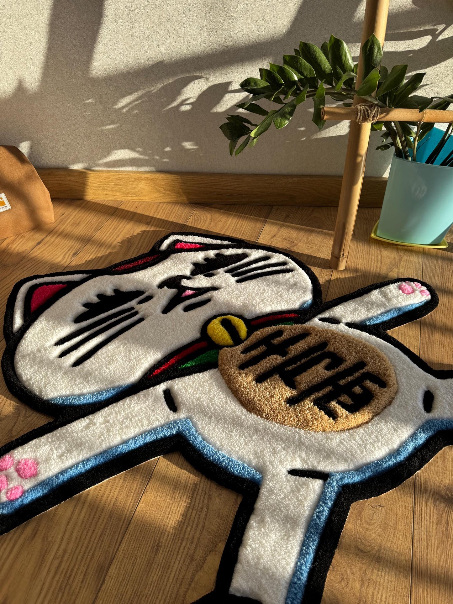 Custom Cat Rug: Tufted Wool, 3D Fluffy Handmade Carpet