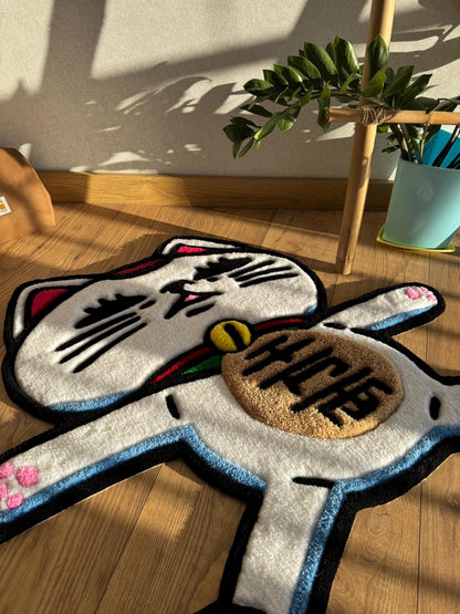 Custom Cat Rug: Tufted Wool, 3D Fluffy Handmade Carpet