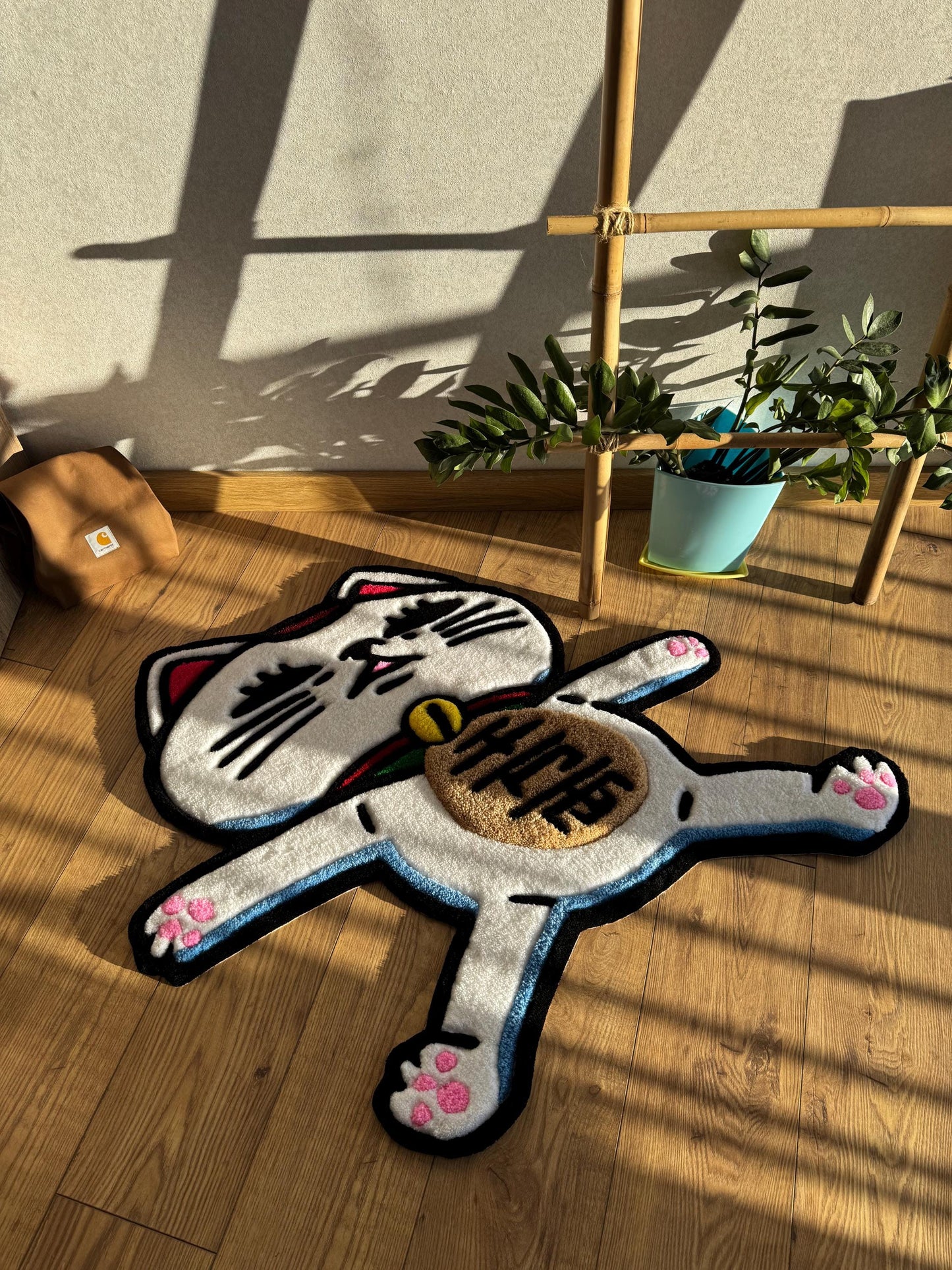 Custom Cat Rug: Tufted Wool, 3D Fluffy Handmade Carpet