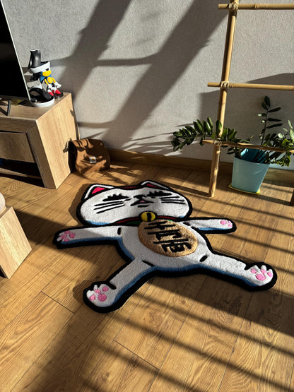 Custom Cat Rug: Tufted Wool, 3D Fluffy Handmade Carpet
