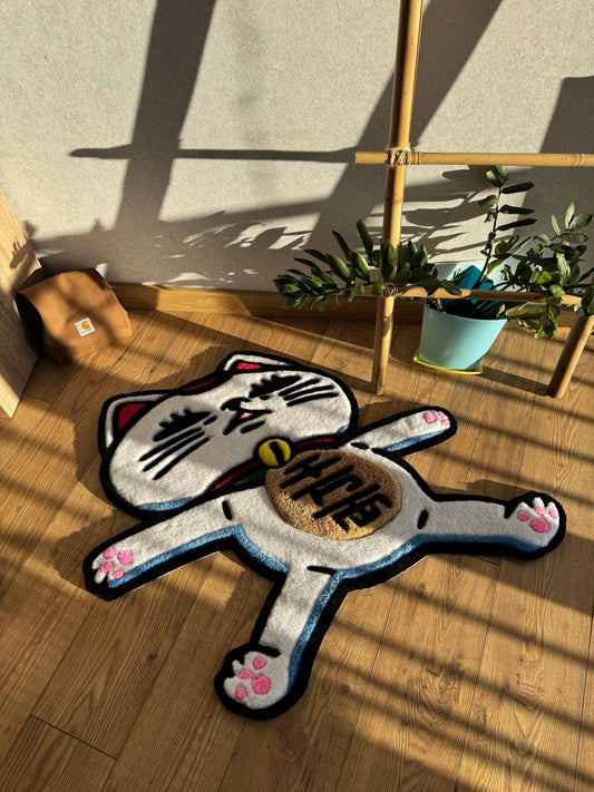 Custom Cat Rug: Tufted Wool, 3D Fluffy Handmade Carpet