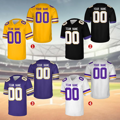 Personalized Team Name And Number Any Football Jersey, Custom V-neck Short Sleeve Jersey Shirt, Football Jersey For Football Fan Lover