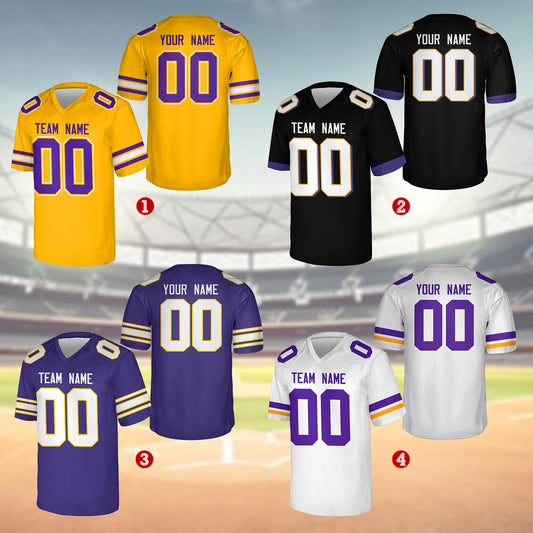 Personalized Team Name And Number Any Football Jersey, Custom V-neck Short Sleeve Jersey Shirt, Football Jersey For Football Fan Lover