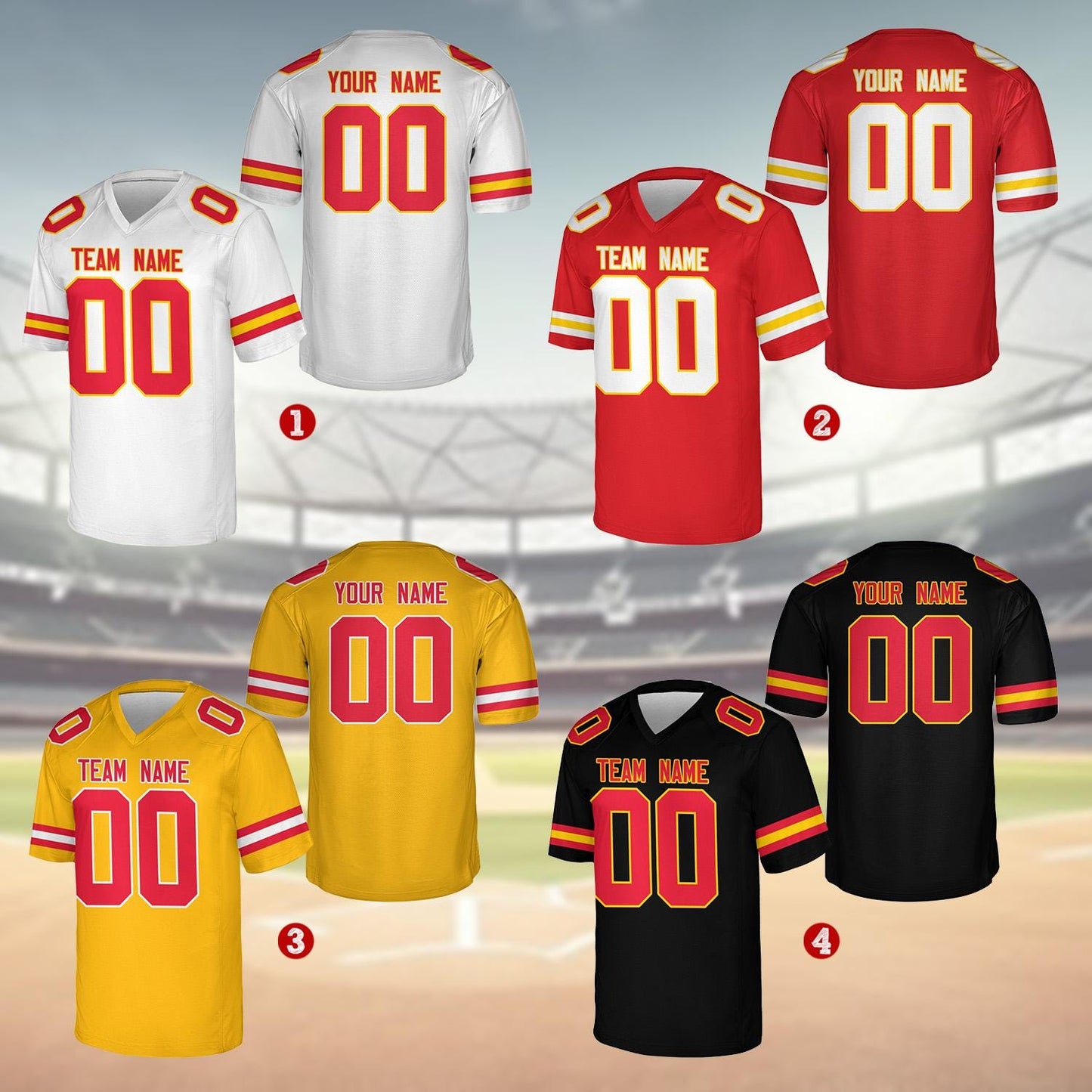 Personalized Team Name And Number Any Football Jersey, Custom V-neck Short Sleeve Jersey Shirt, Football Jersey For Football Fan Lover