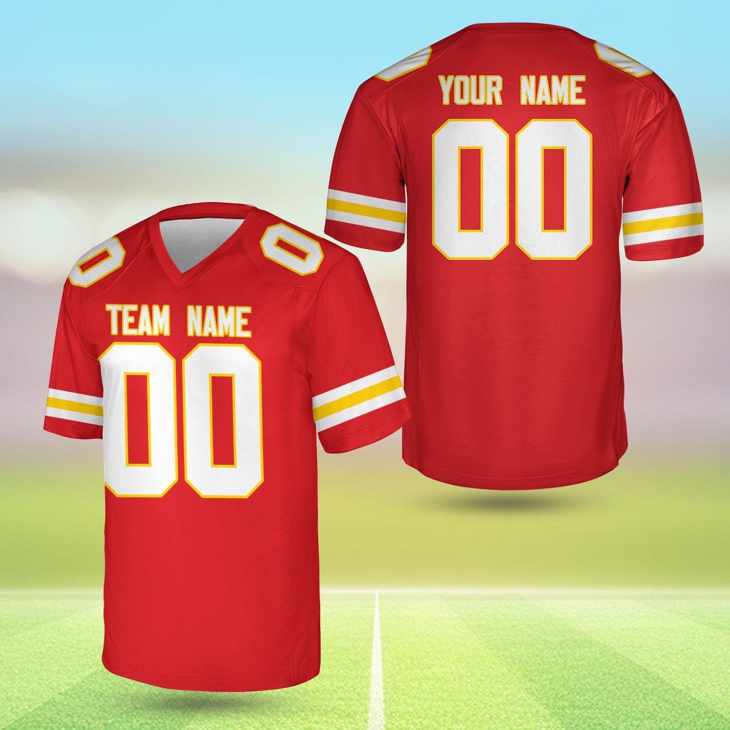 Personalized Team Name And Number Any Football Jersey, Custom V-neck Short Sleeve Jersey Shirt, Football Jersey For Football Fan Lover