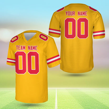 Personalized Team Name And Number Any Football Jersey, Custom V-neck Short Sleeve Jersey Shirt, Football Jersey For Football Fan Lover